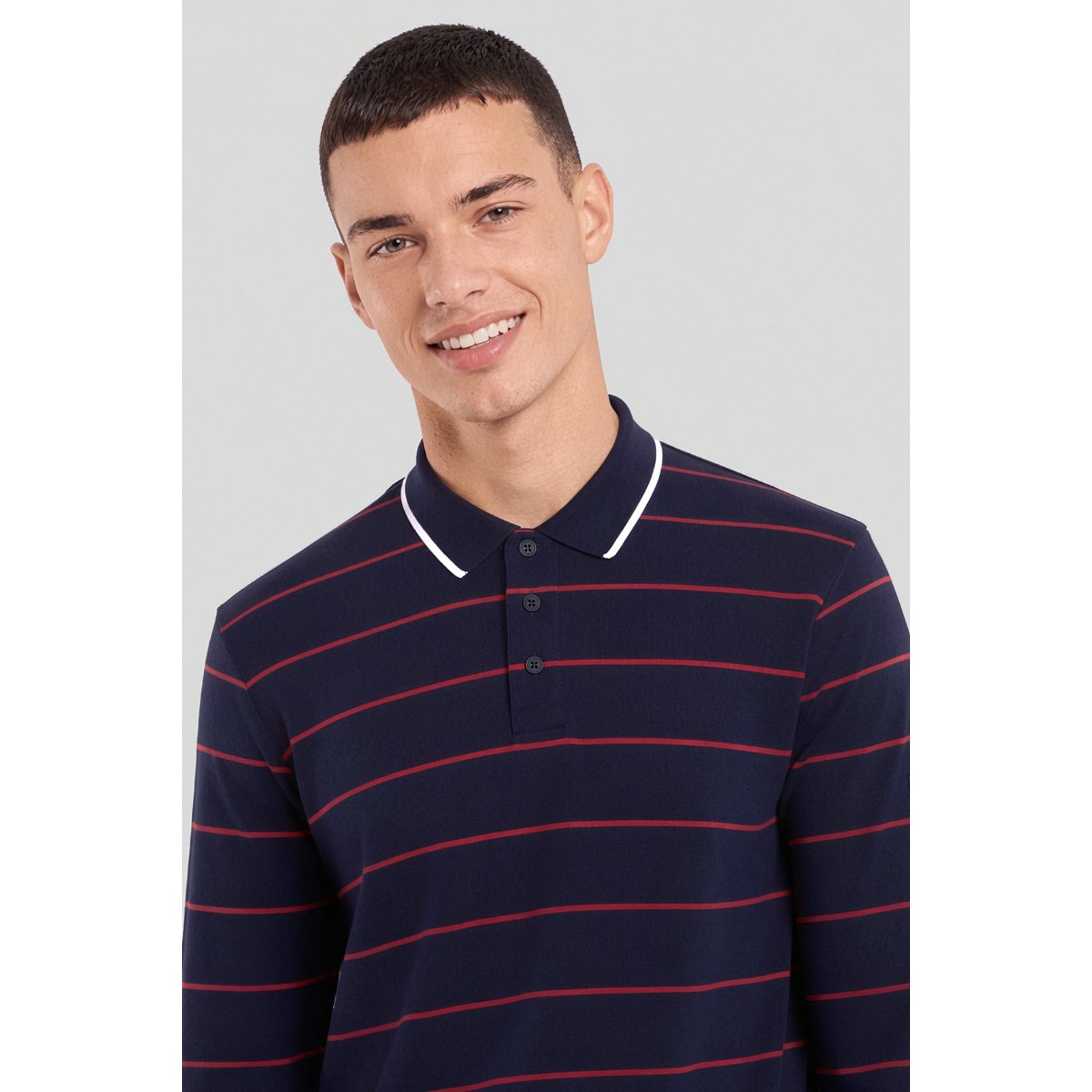 Polo manches longues - côte 1x1 navire/ketchup/stonebrest, ARMOR-LUX