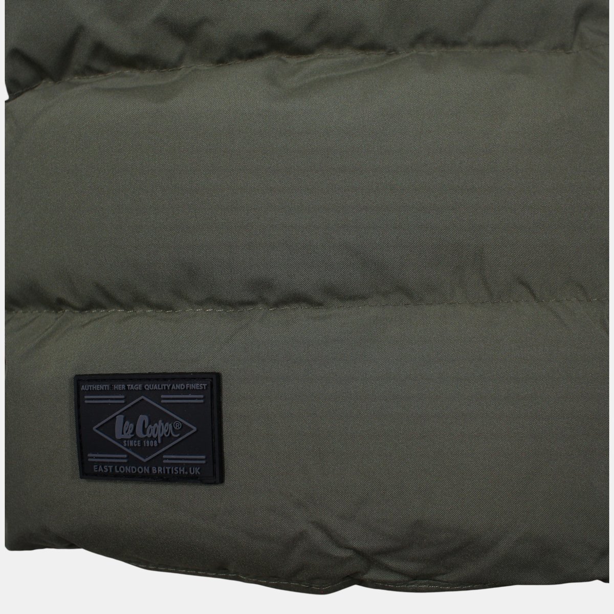 Doudoune longue zippée à capuche COCOON vert kaki, LEE COOPER