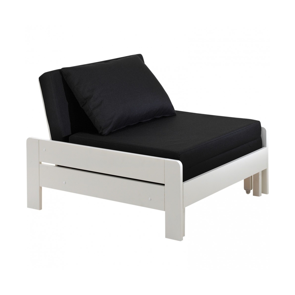 OLIVER Lit transformable en fauteuil laque blanc, VIPACK