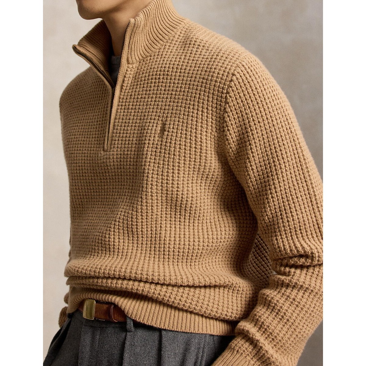 Pull camionneur, en laine mélangée camel, POLO RALPH LAUREN