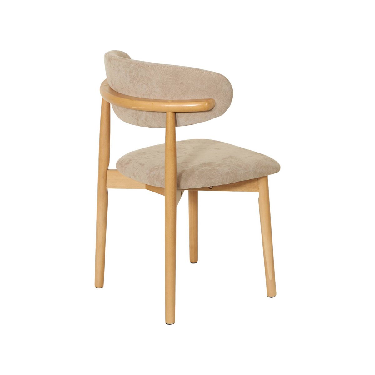 Chaise bois d'hévéa naturel et tissu chenille (lot de 2) PAOLA naturel, SWEEEK