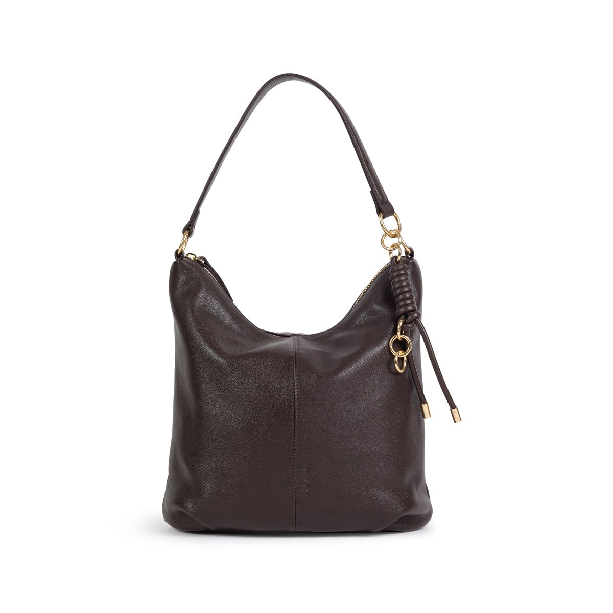 Sac à main en cuir avec chaîne SORA chocolat, NAT & NIN