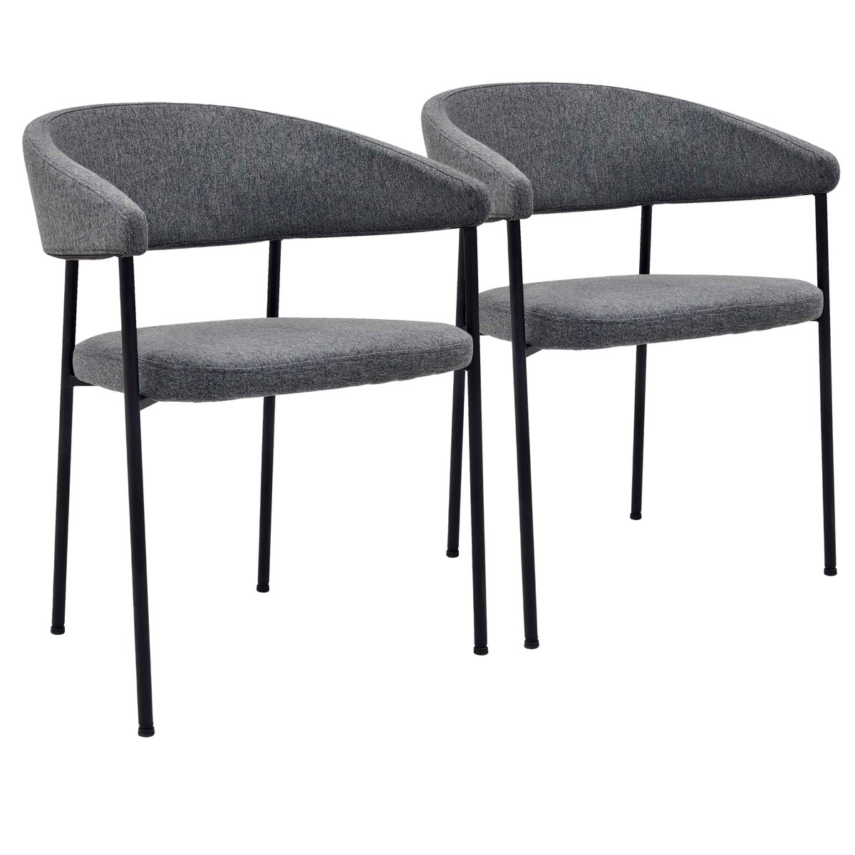 Lot de 2 chaises en tissu et métal, ADELE gris anthracite, OVIALA