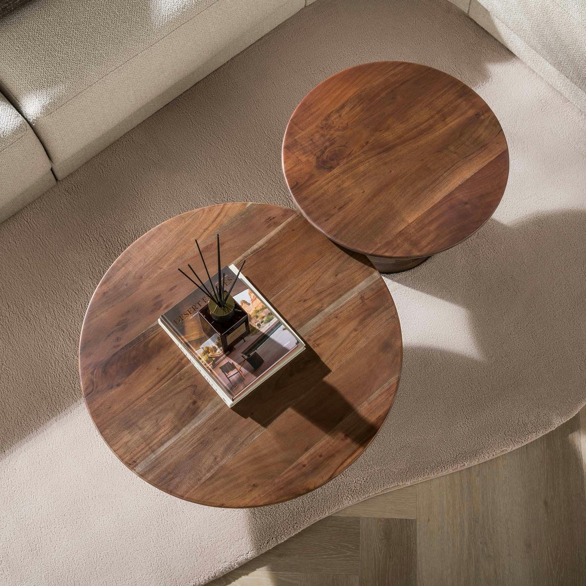 Table gigogne ronde en bois d'acacia brun (x2) NAKO marron, PIER IMPORT