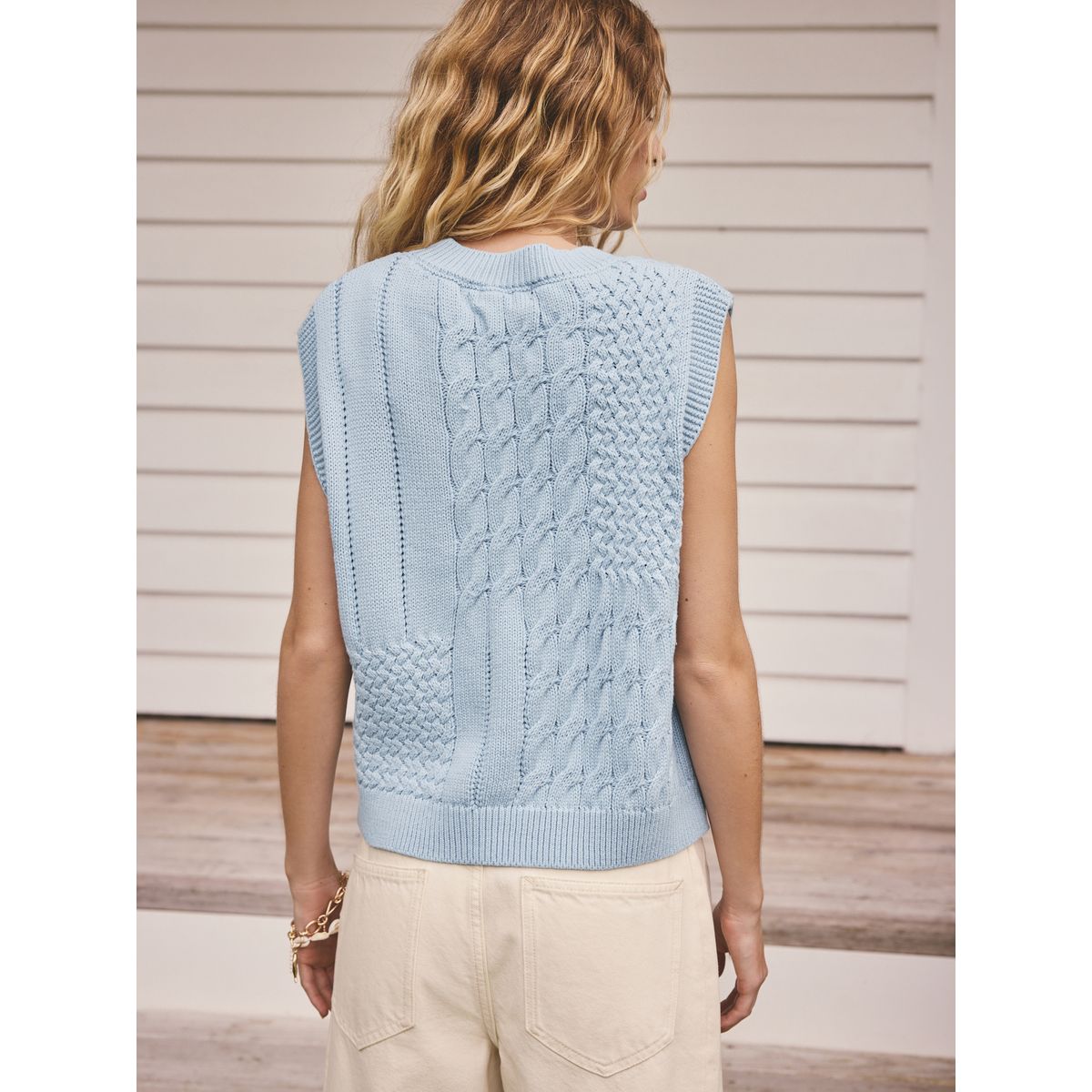 Débardeur en maille torsadée bleu clair, NEXT
