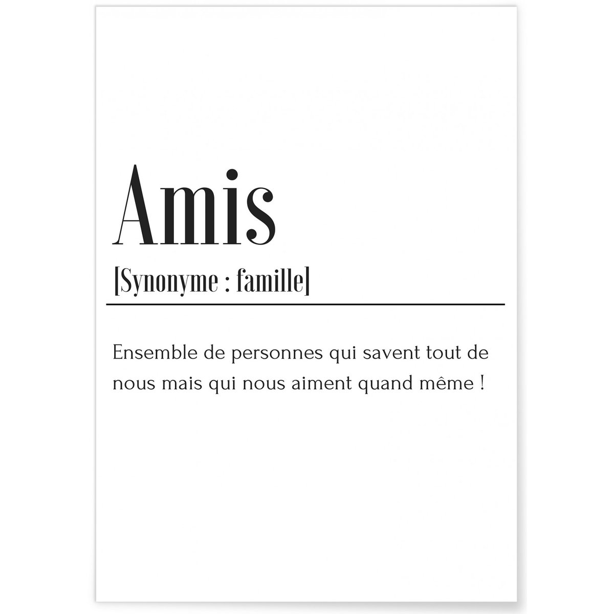 Affiche Définition Amis blanc, L'AFFICHERIE