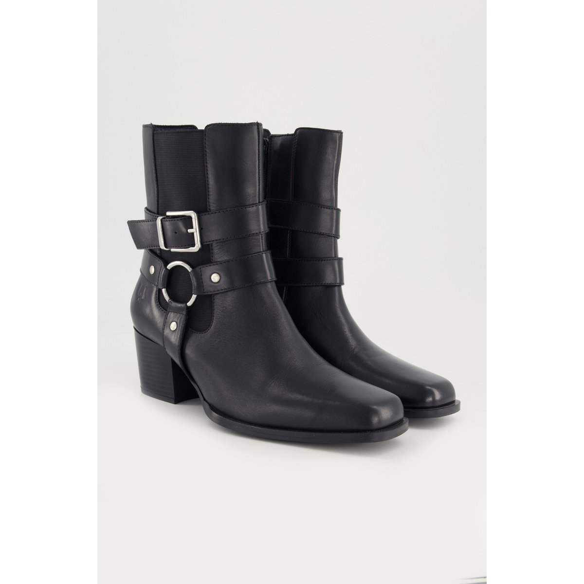 Bottines en cuir nappa , pied large noir, ULLA POPKEN