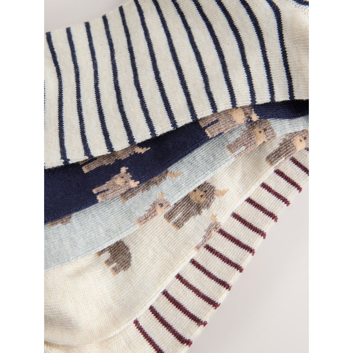 Chaussettes de sport à motif hamish, 5 paires marine/avoine, NEXT