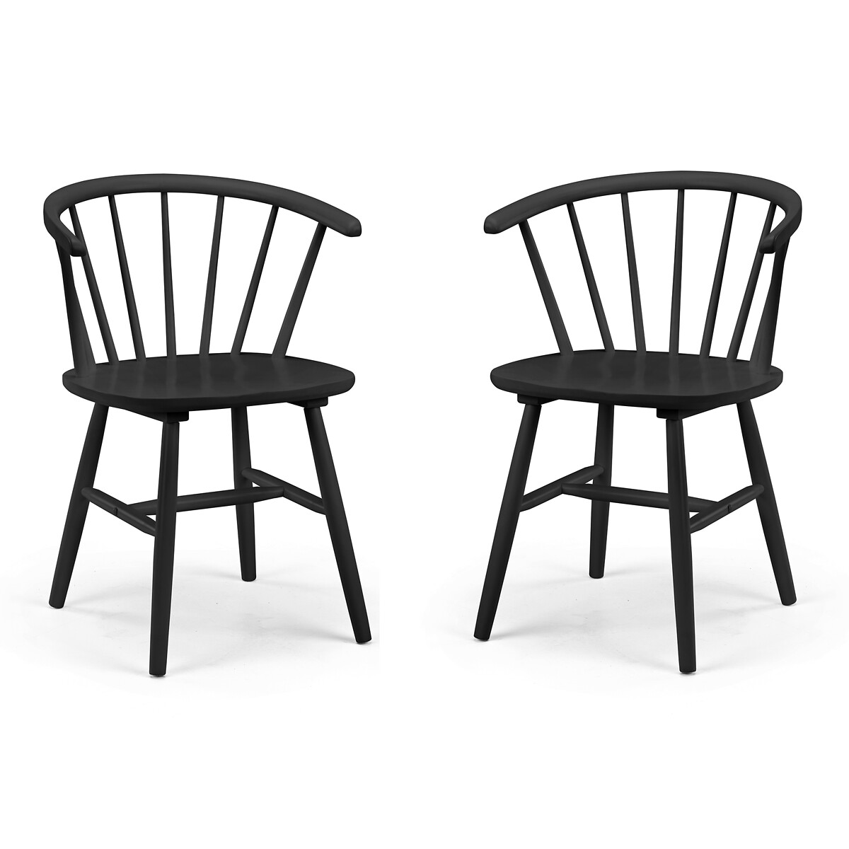Kingsgate Curved Spindle Back Rubberwood Dining Chairs (Set of 2) black, SO'HOME