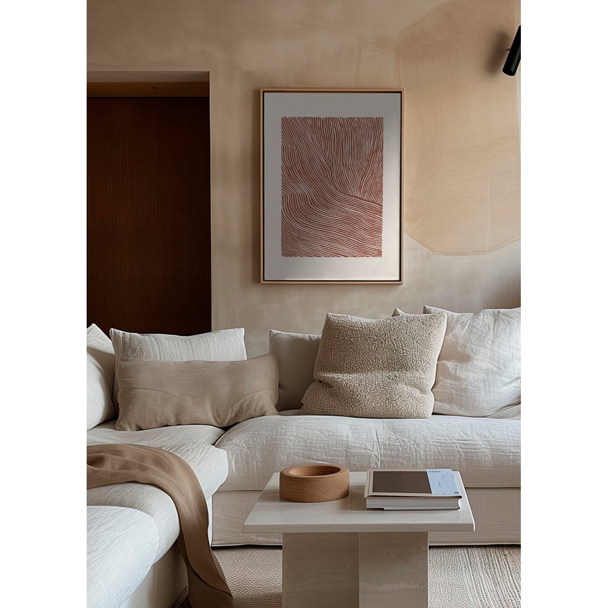 Toile avec cadre en bois, 50 x 70 cm beige, HANNUN