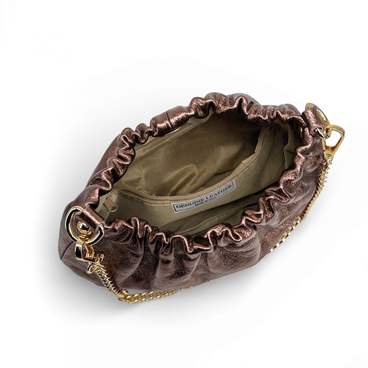 Mini-sac à main pouch en cuir grainé LA POUCHINETTE chocolat irisé, OH MY BAG