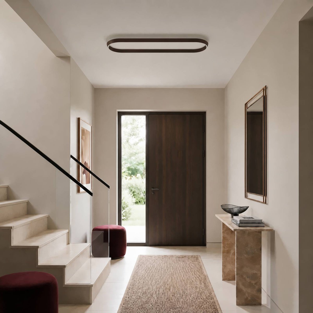 Plafonnier en métal moderneLED, Rylan marron, blanc, LUCANDE
