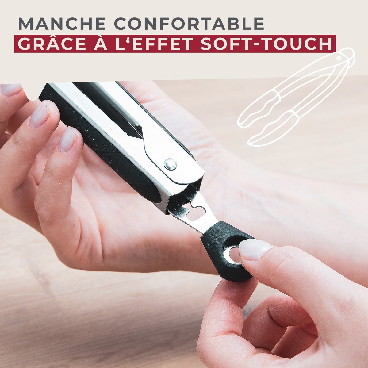 Pince de cuisine double embout Penderie gris, FACKELMANN