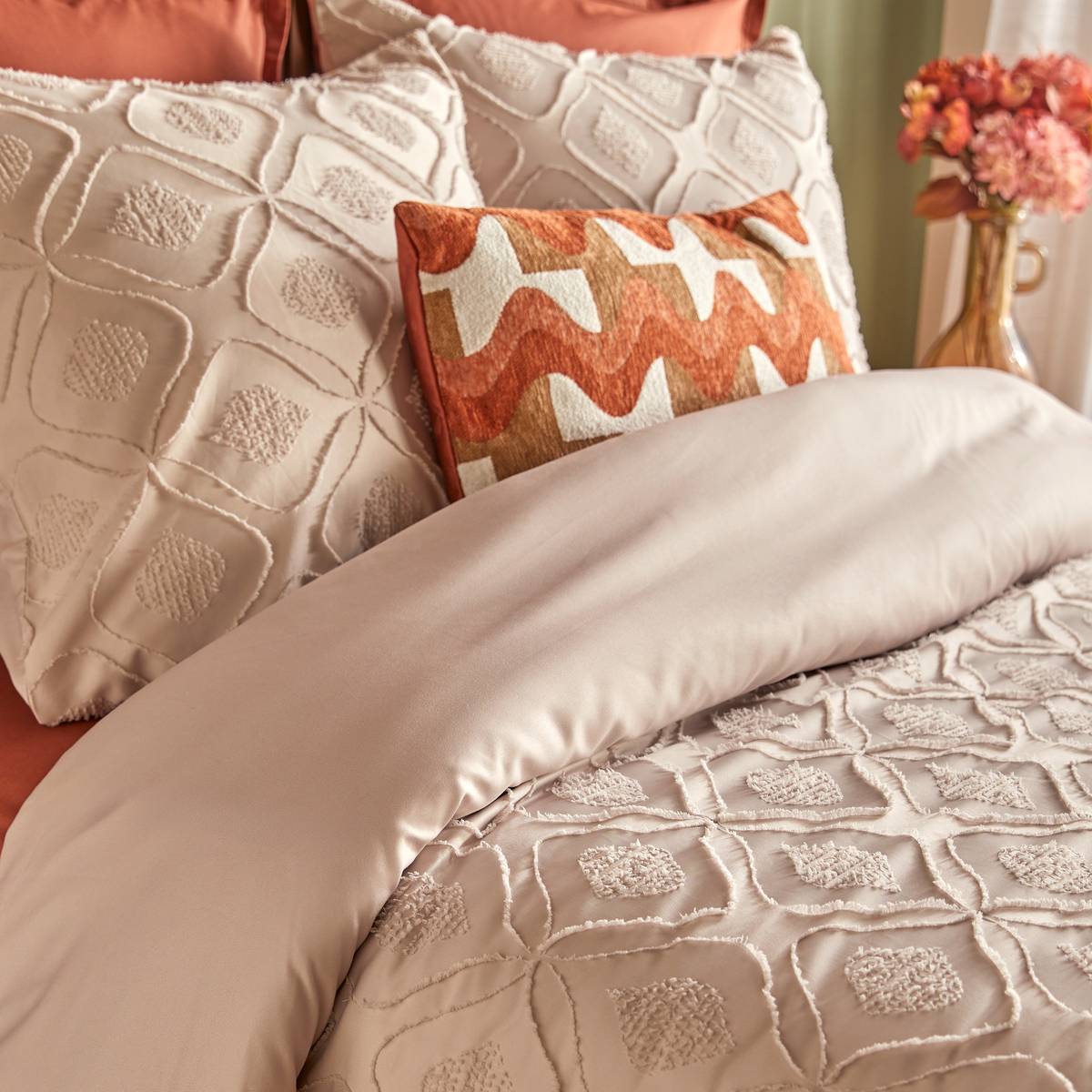 Parure de lit double AMY beige lin, ATMOSPHERA