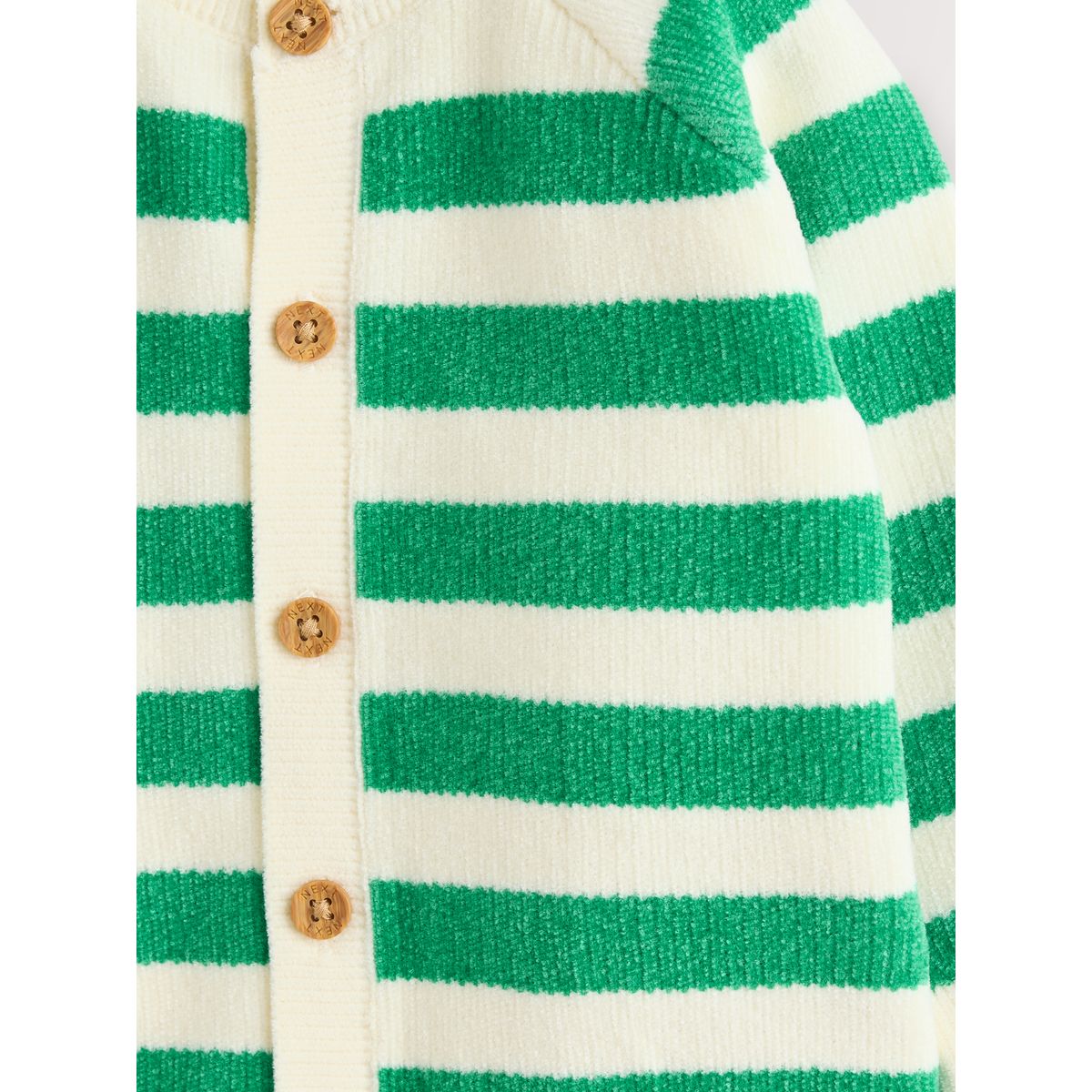 Cardigan rayé en maille chenille bébé vert, NEXT