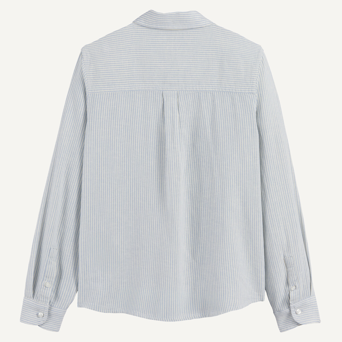 Chemise rayée, à manches longues, en coton et lin rayé bleu, LA REDOUTE COLLECTIONS
