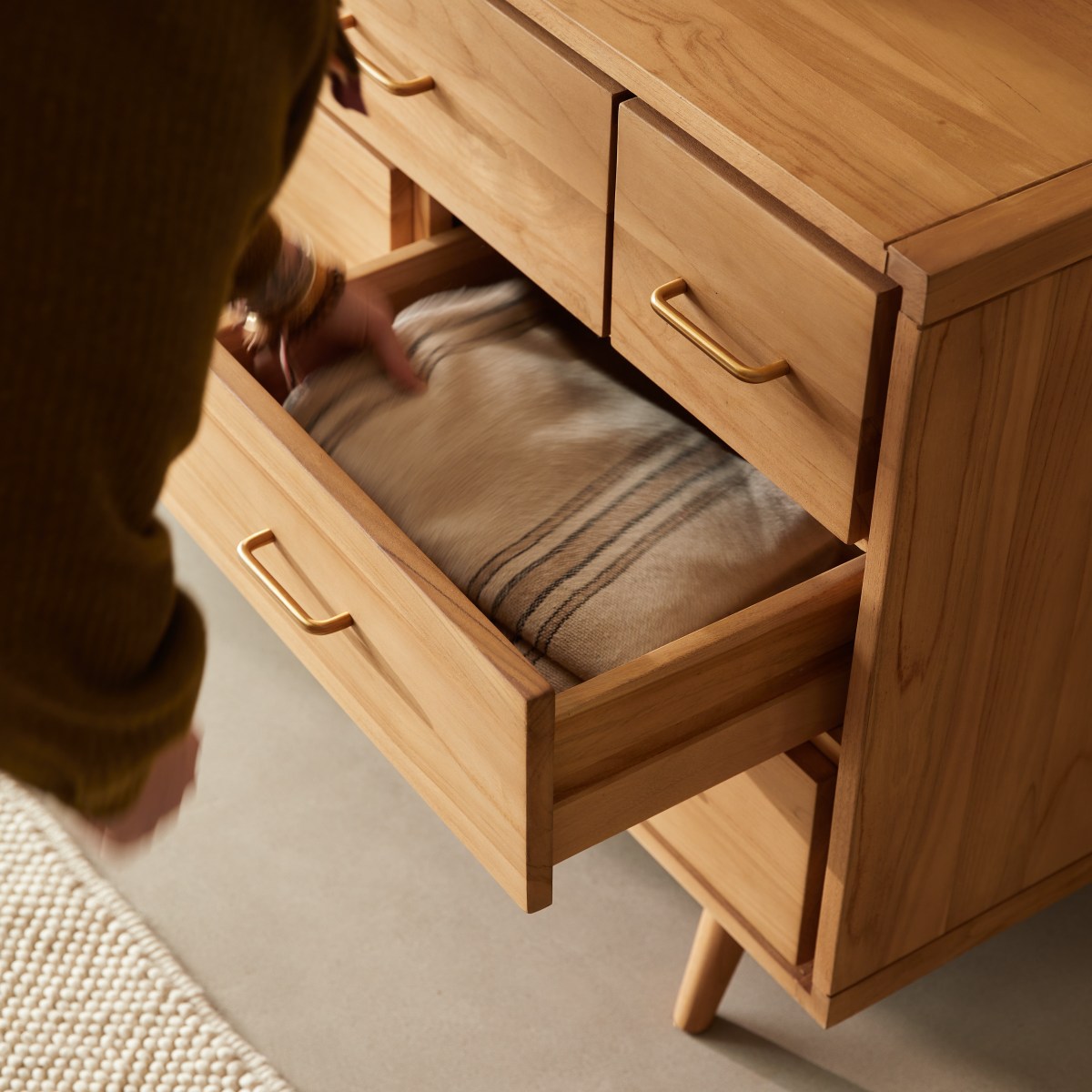 Commode en Teck massif, KORT naturel, TIKAMOON