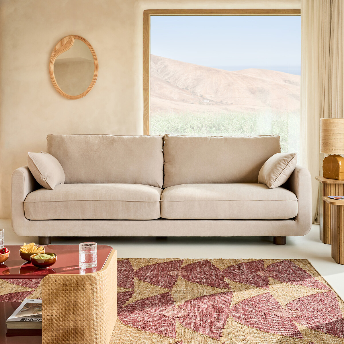 Divano dritto 2, 3, 4 o 5 posti, Emilio beige, LA REDOUTE INTERIEURS