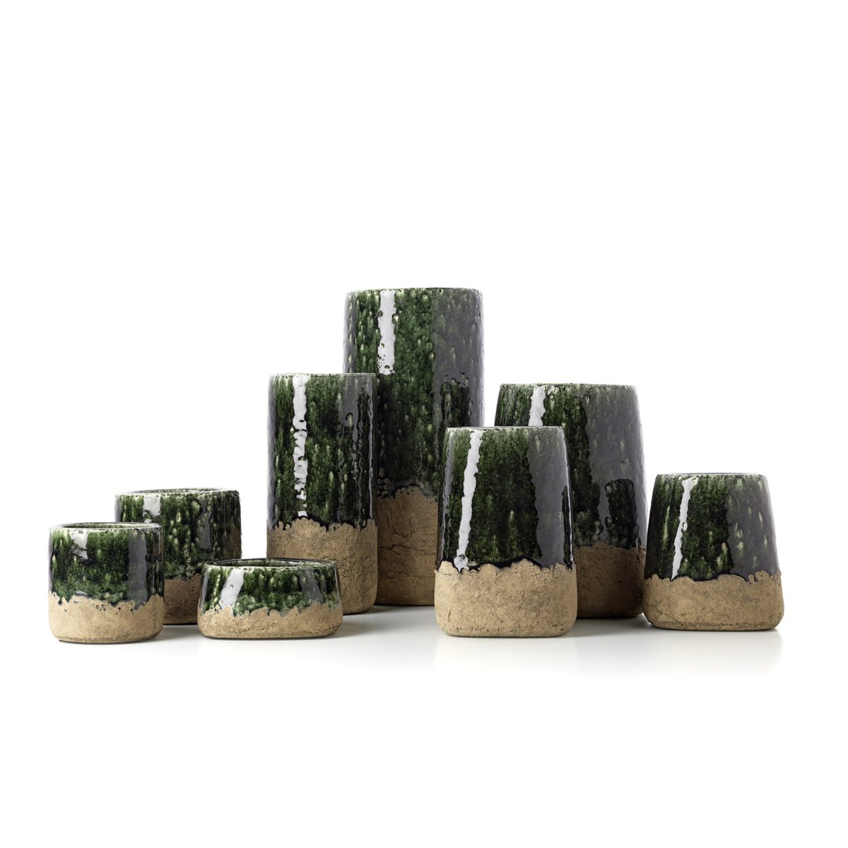 Vase en grès cérame MOSS vert forêt, BAZAR BIZAR