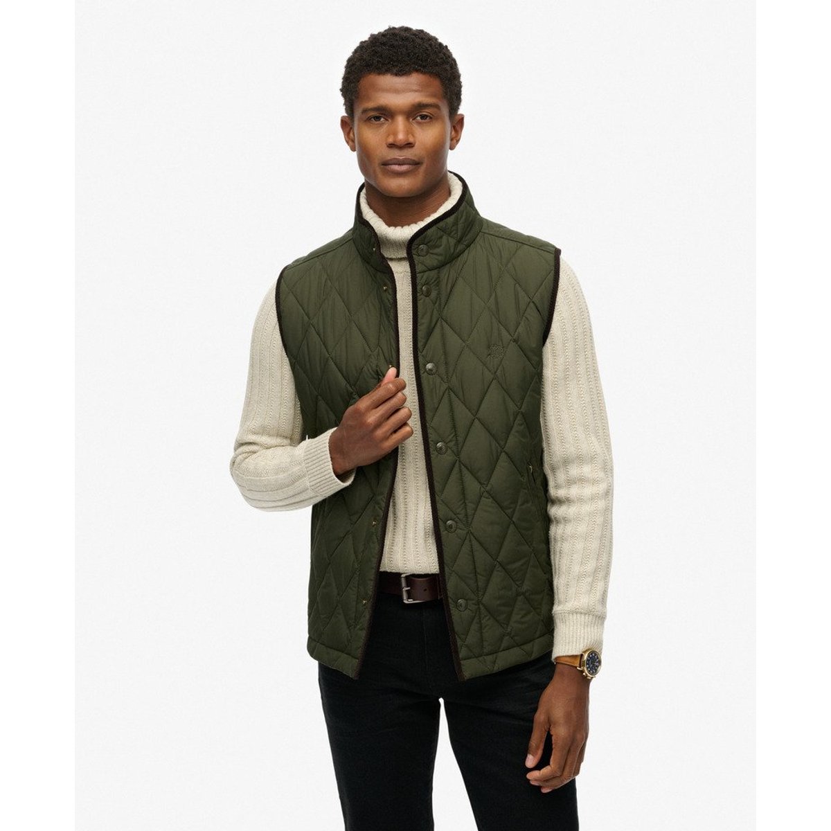 Gilet Matelassé Estate vert olive surplus goods, SUPERDRY