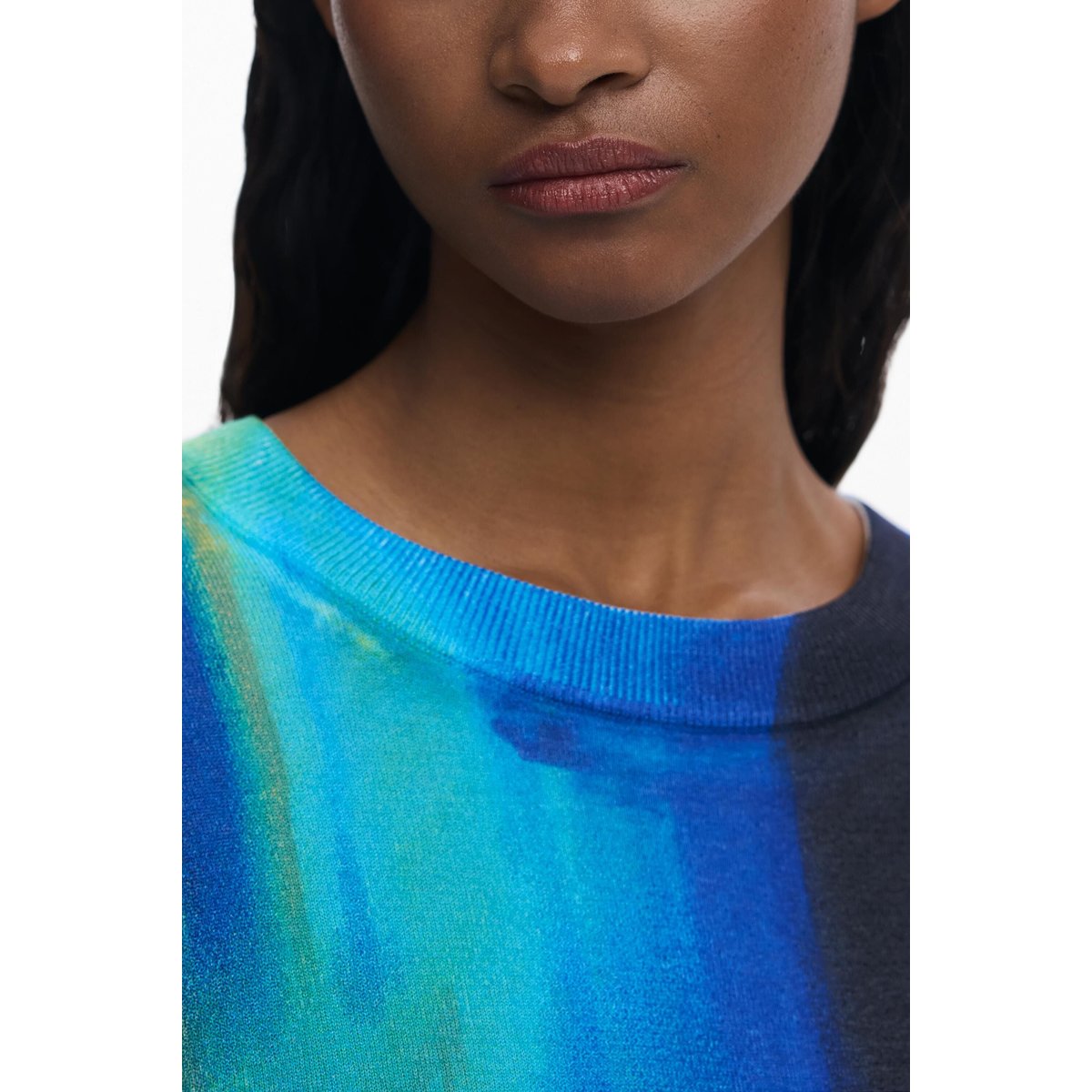 Pull fin dégradé vertical bleu, DESIGUAL