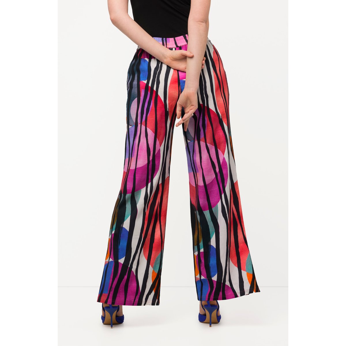 Pantalon en lin mélangé. Pli blanc neige, ULLA POPKEN