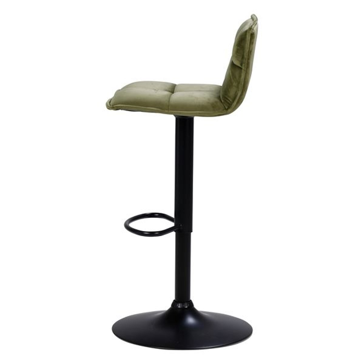 Tabouret de bar en velours réglable Jordi vert olive, ZAGO