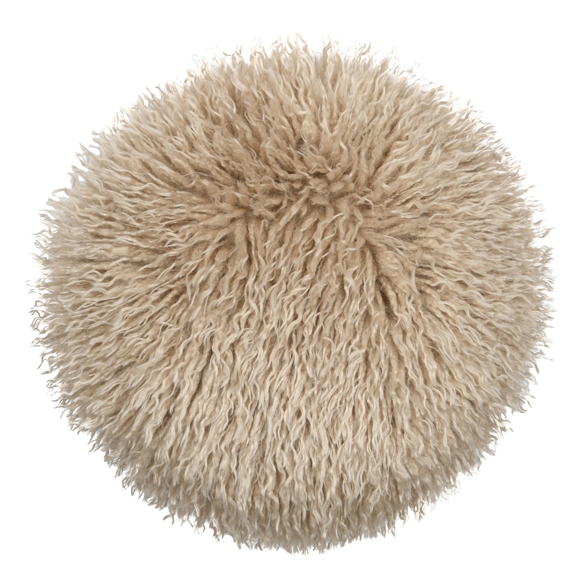 Coussin rond imitation fourrure longue beige, LOVELY CASA