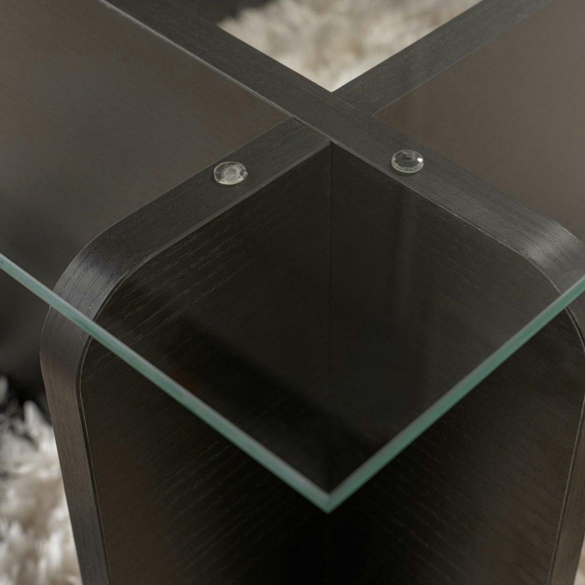 Table basse déstructurée, plateau verre SALTA noir, PIER IMPORT
