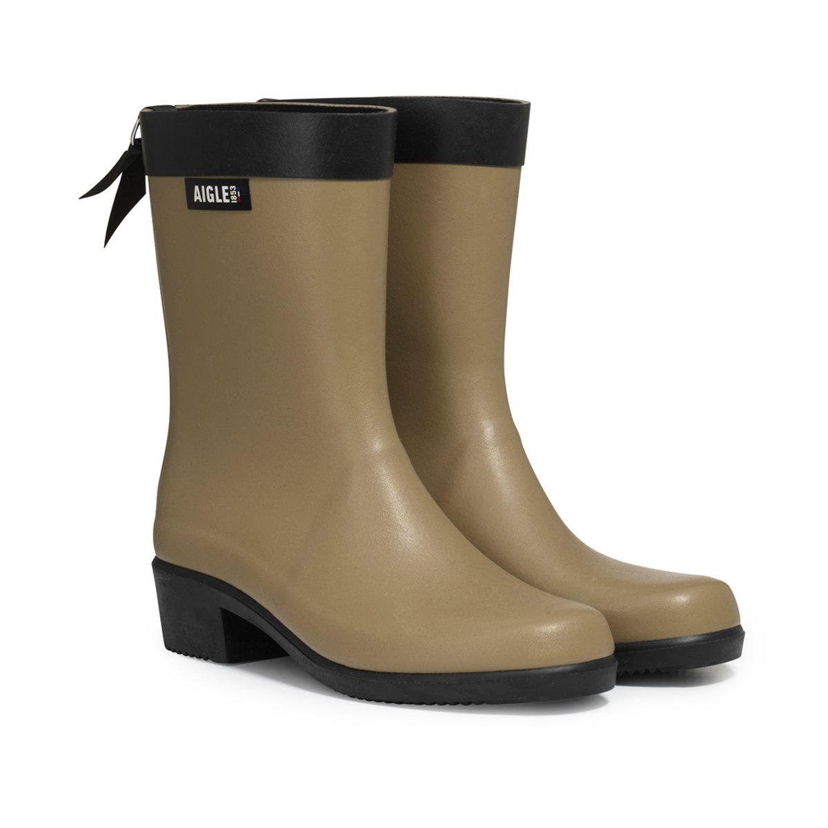 Bottines de pluie à talons MYRICA MID gris taupe, AIGLE