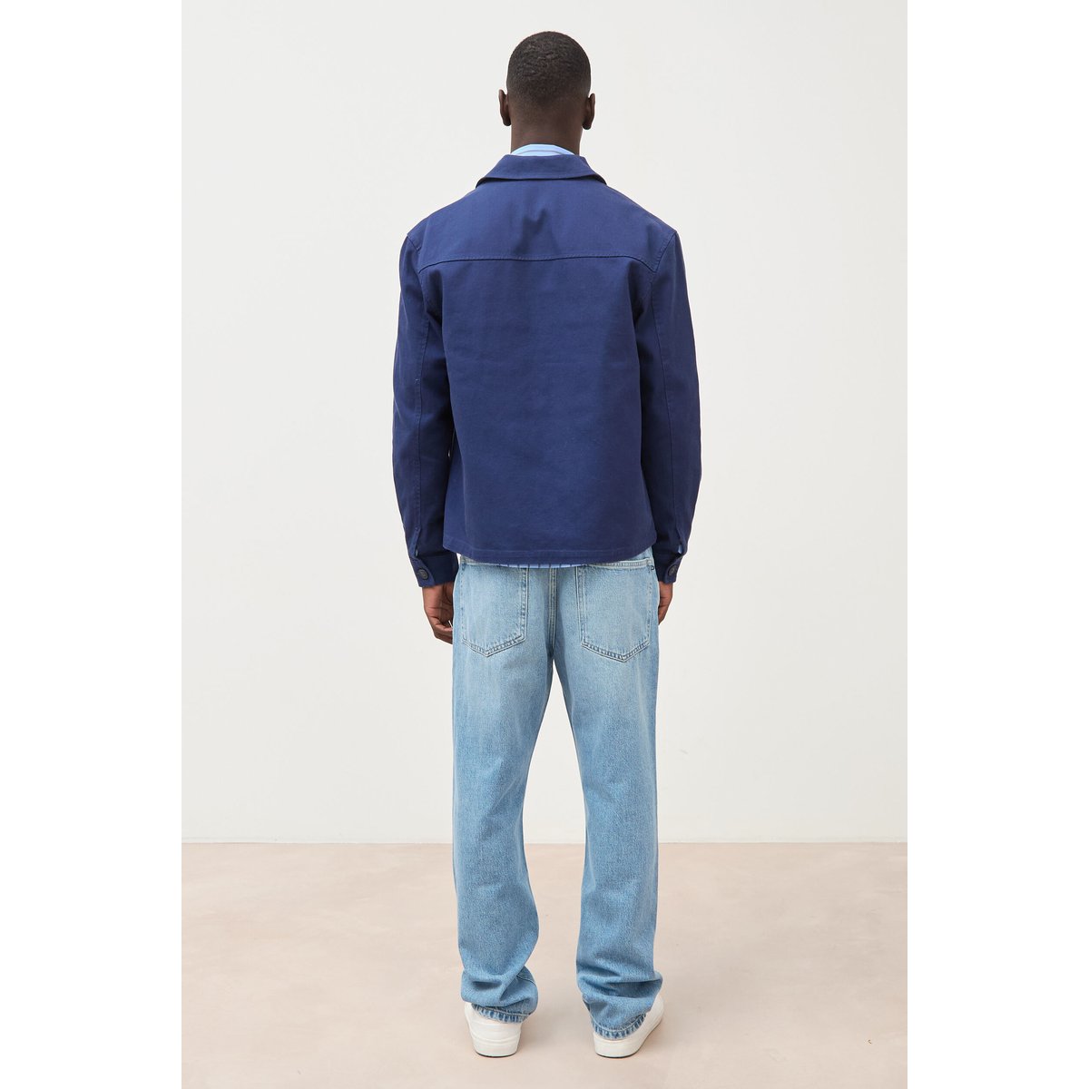 Surchemise droite en coton bleu foncé, BONOBO