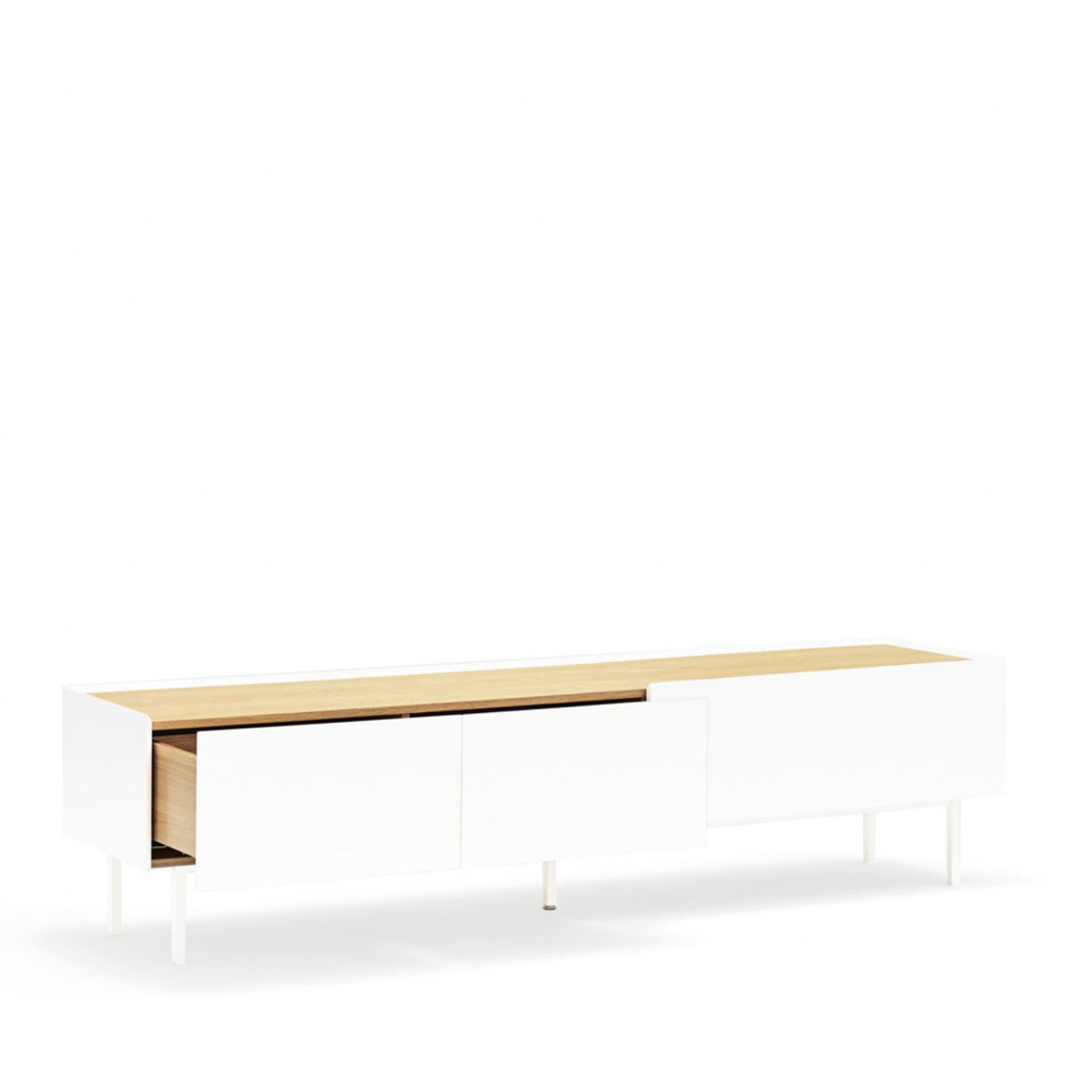 Meuble TV en bois 1 porte 2 tiroirs L180cm- ARISTA blanc, TEULAT