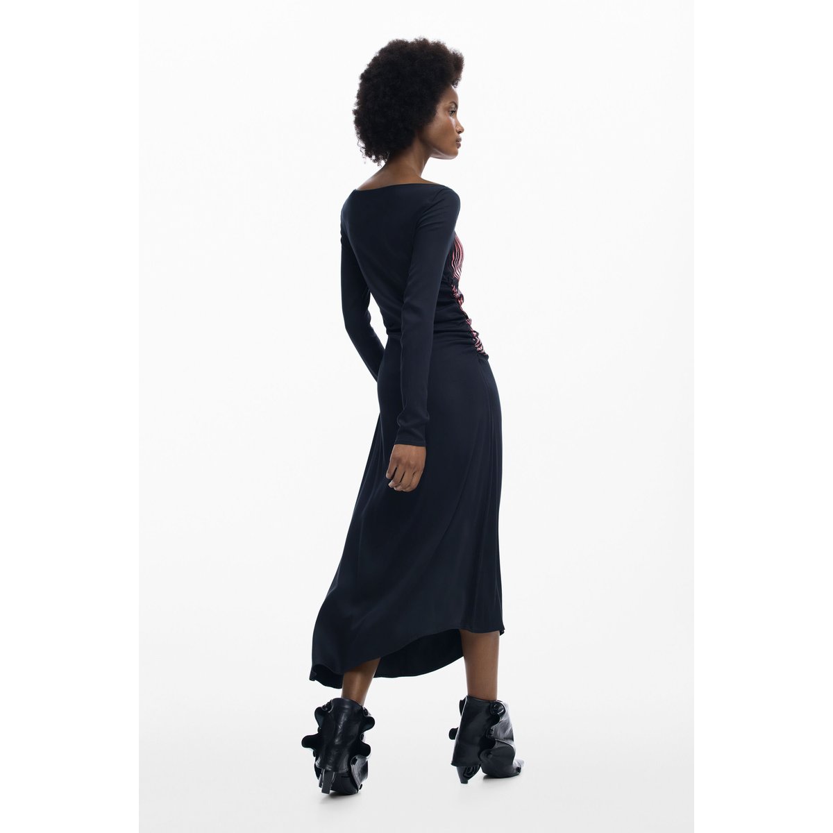 Robe midi pixellisée noir, DESIGUAL