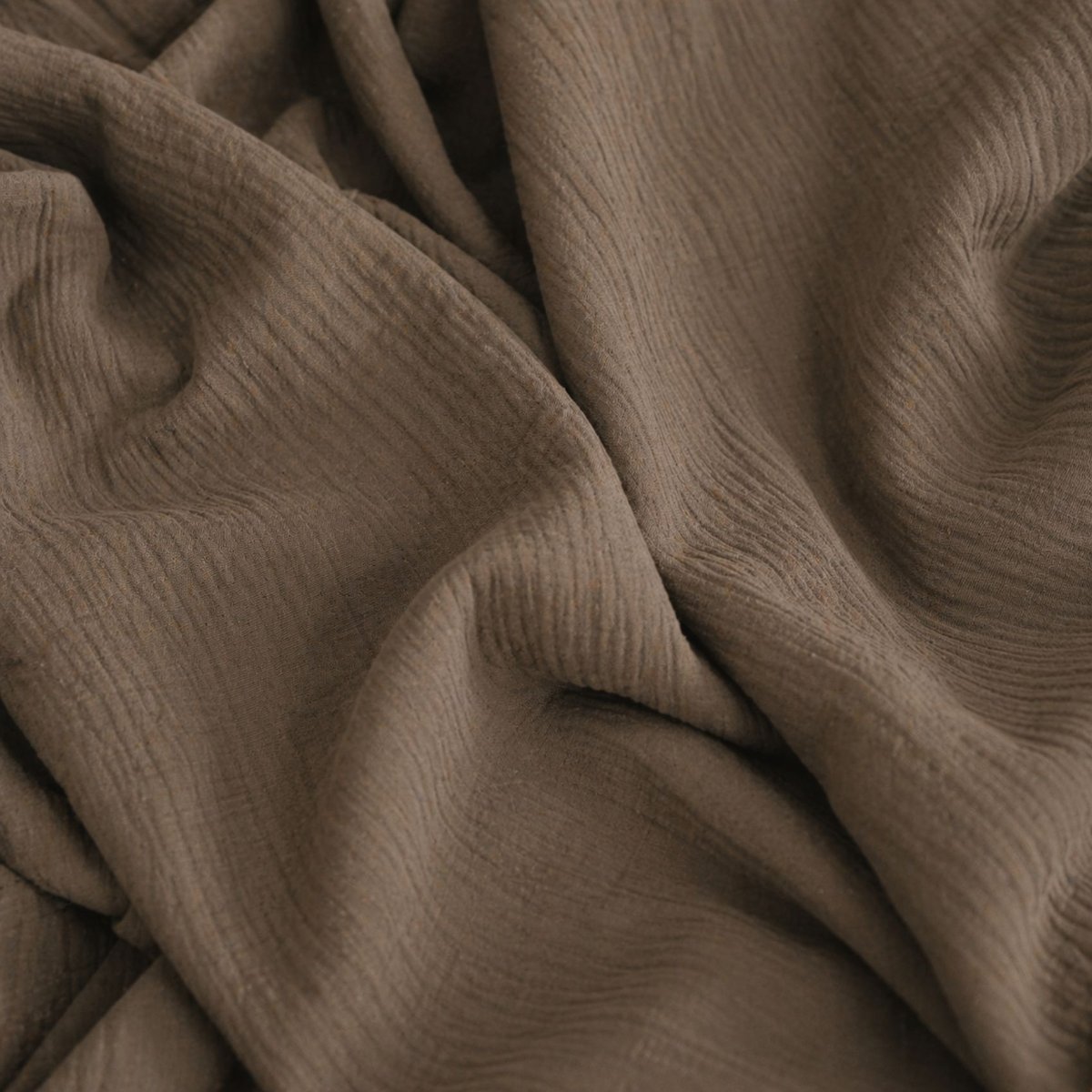 Rideau gaze de coton ajustable finition bourdon taupe, SUD ETOFFE