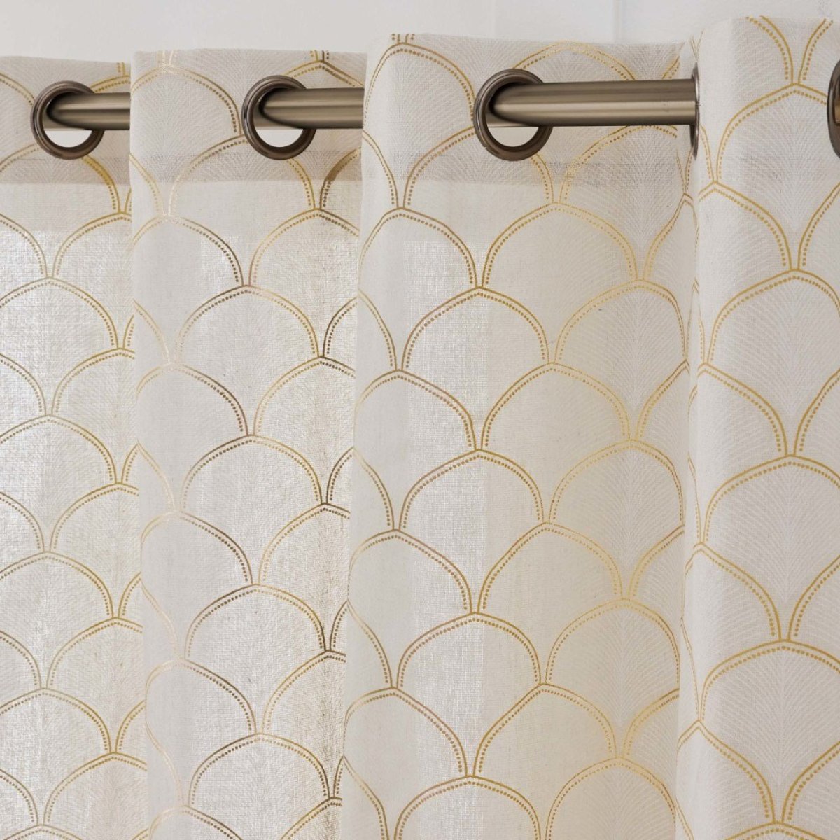 Rideau à œillets 140x280 CRISTY imprimé métallisé beige, DECORATIE