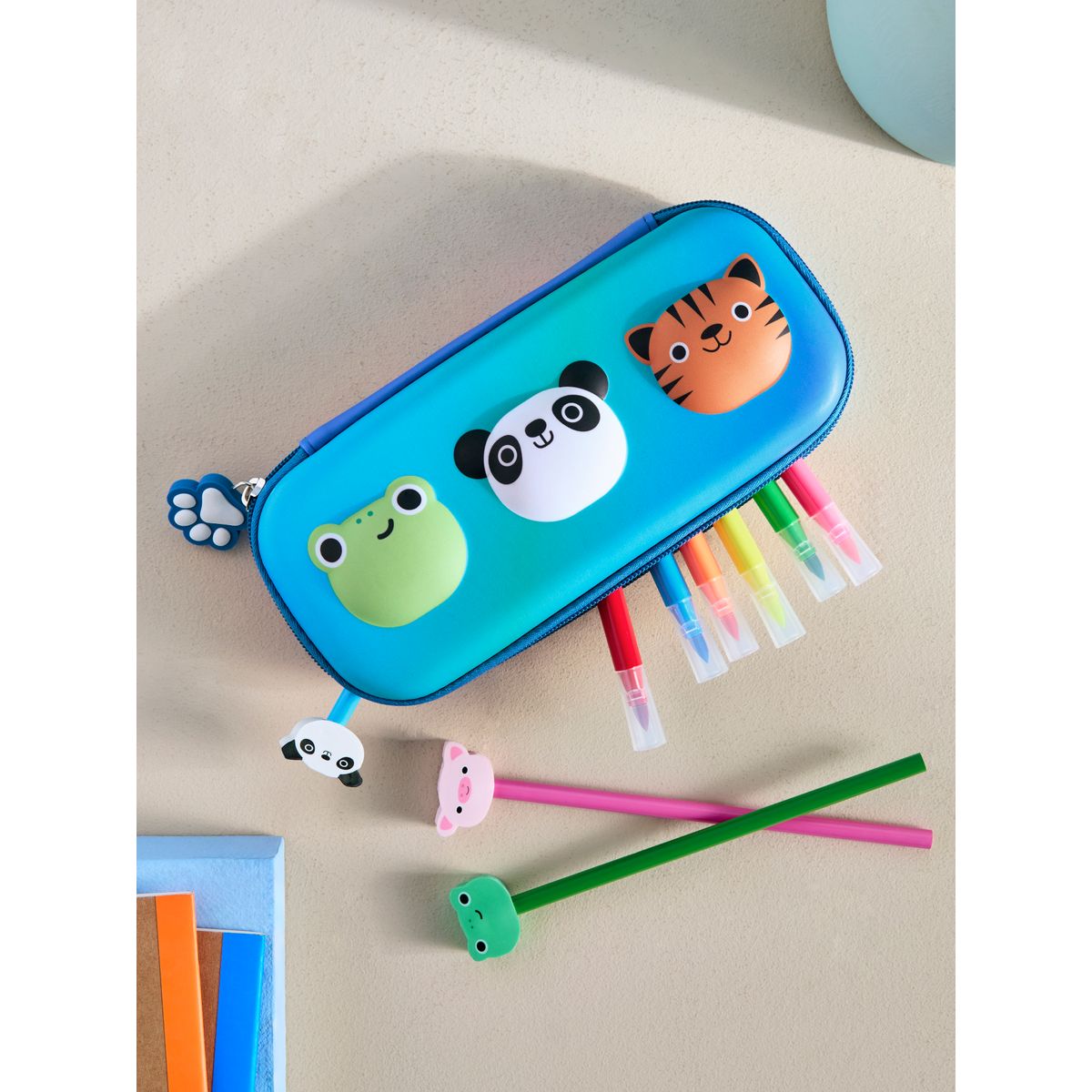 Trousse à crayons et papeterie motif animaux bleu/vert, NEXT