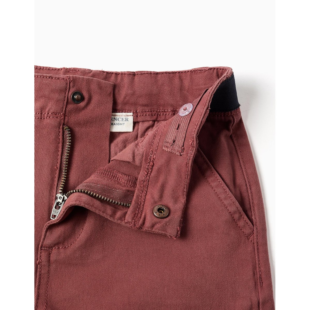 Pantalon chino en sergé à coupe droite avec bande élastique marrón, ZIPPY