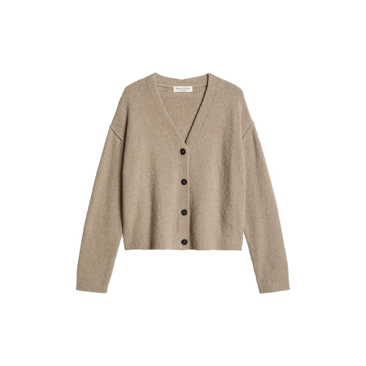 Cardigan relaxed en fil bouclé beige, MARC O'POLO