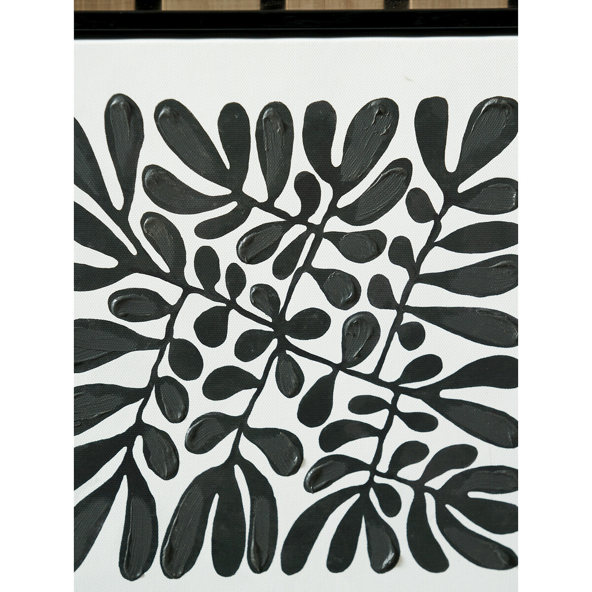 Set of 2 30 x 30cm Black Leaf Print Square Canvases with Black Frames black/white, ÉDITÉ
