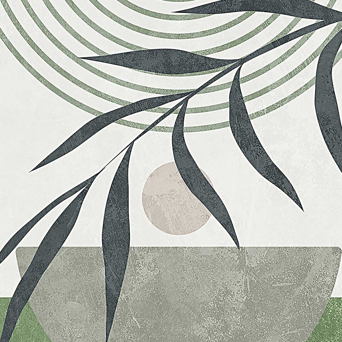 Tableau abstrait lignes végétales toile imprimée, HEXOA