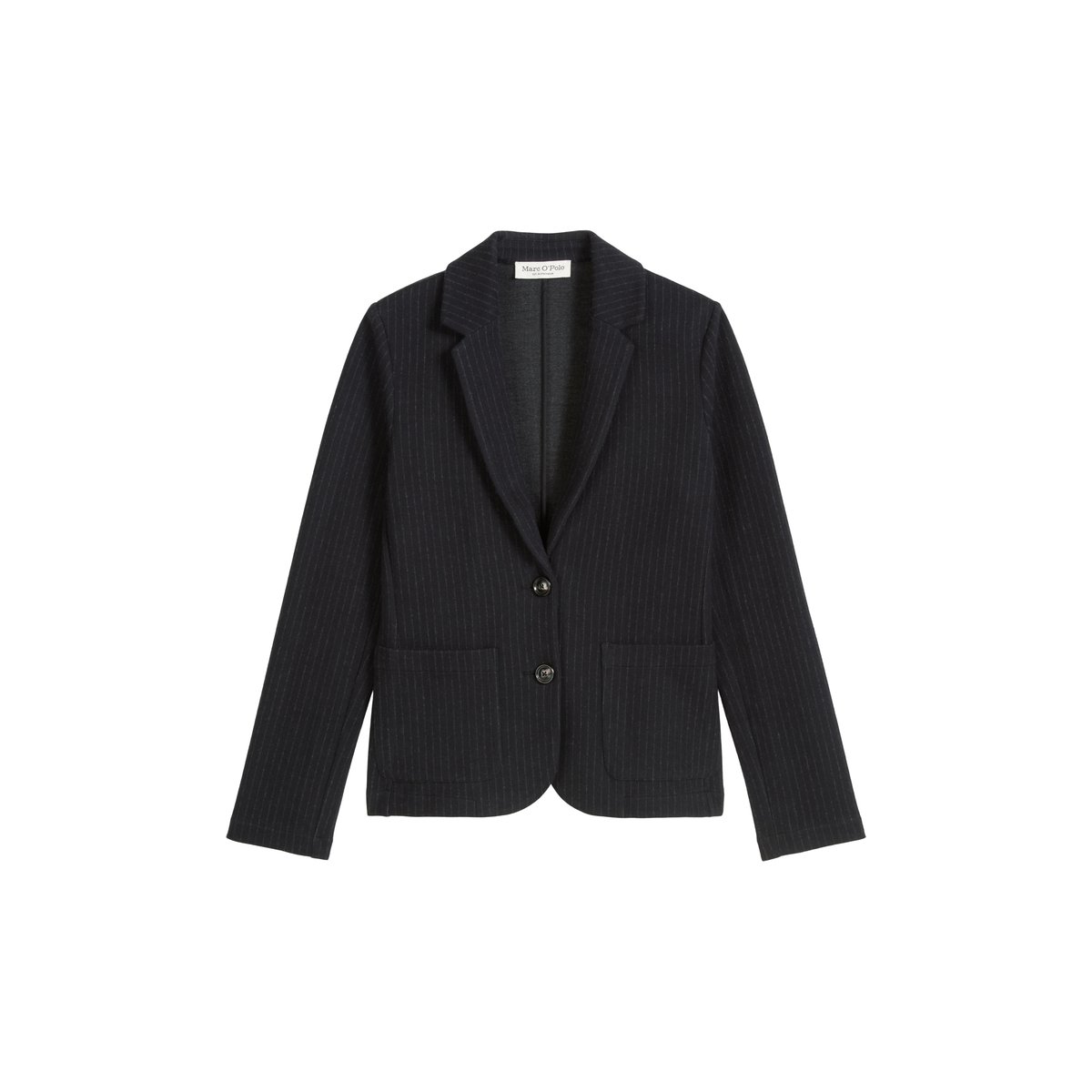 Blazer en jersey rayé regular en mélange de coton organique gris foncé, MARC O'POLO