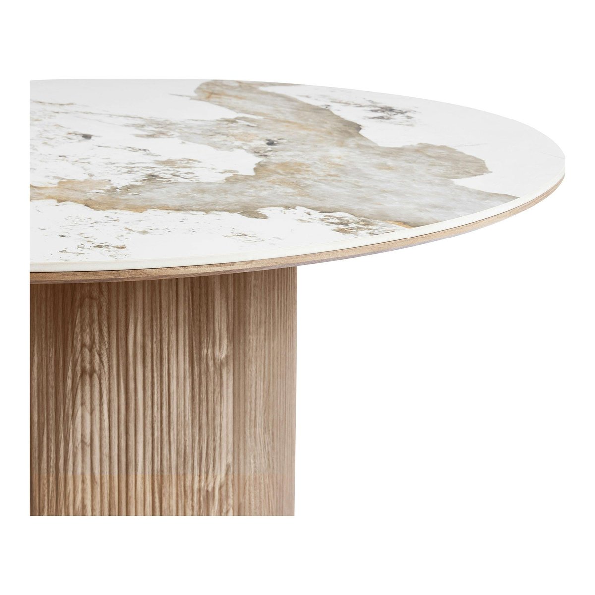 Table ronde en céramique blanche marbrée ø140 cm PRATO blanc, PIER IMPORT