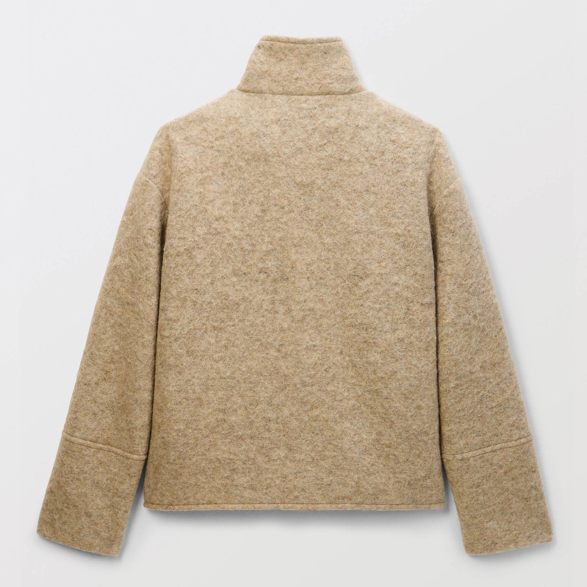Manteau court croisé contenant de la laine pleurote, MONOPRIX