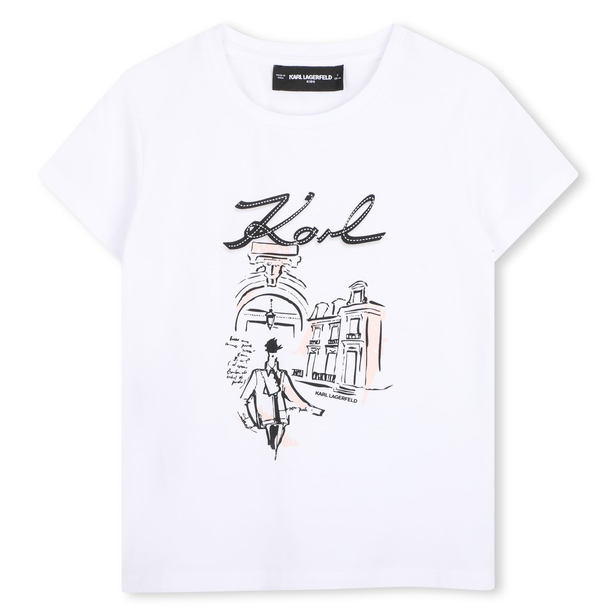 Tee-shirt manches courtes blanc, KARL LAGERFELD KIDS