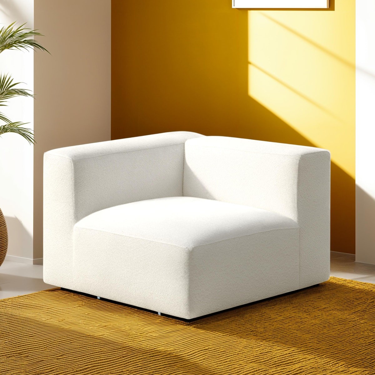 Module d'angle réversible en tissu bouclé - MODULO beige, HOMIFAB