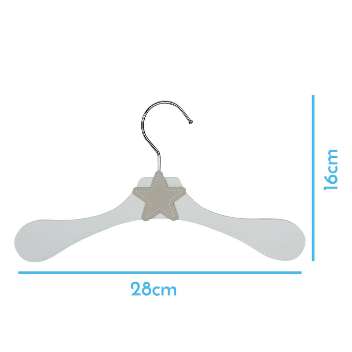 Lot de 10 cintres en bois pour enfant blanc - étoile beige, MONSIEUR BEBE