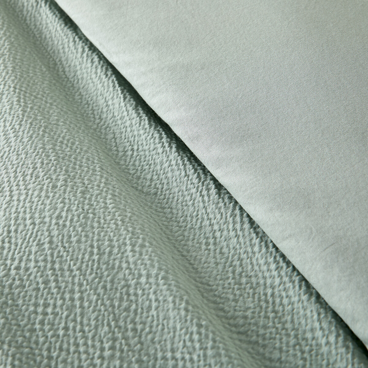 Seersucker Washed Cotton Duvet Cover sage, LA REDOUTE INTERIEURS