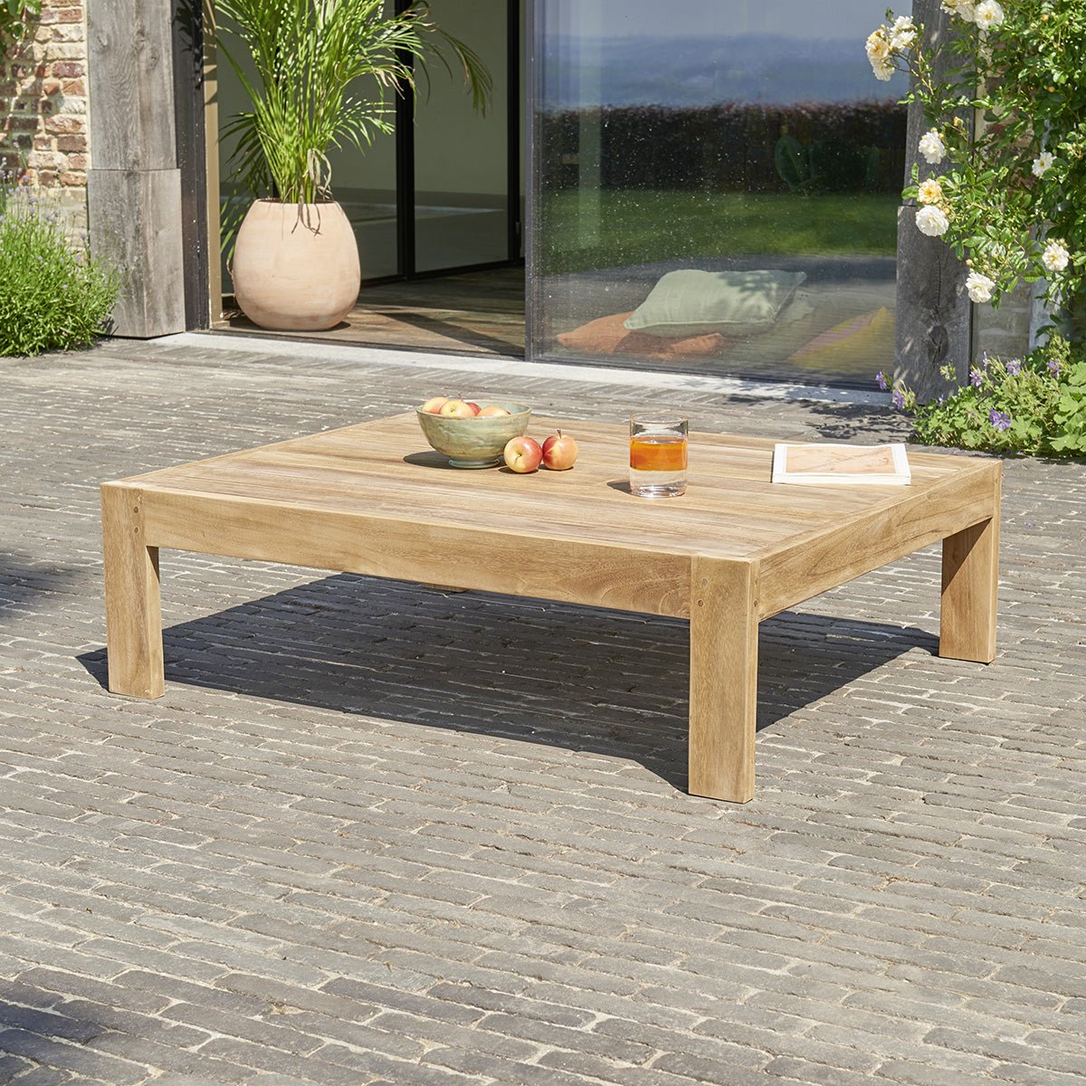 Table basse de jardin en teck massif PALMA naturel, BERAH GETAH