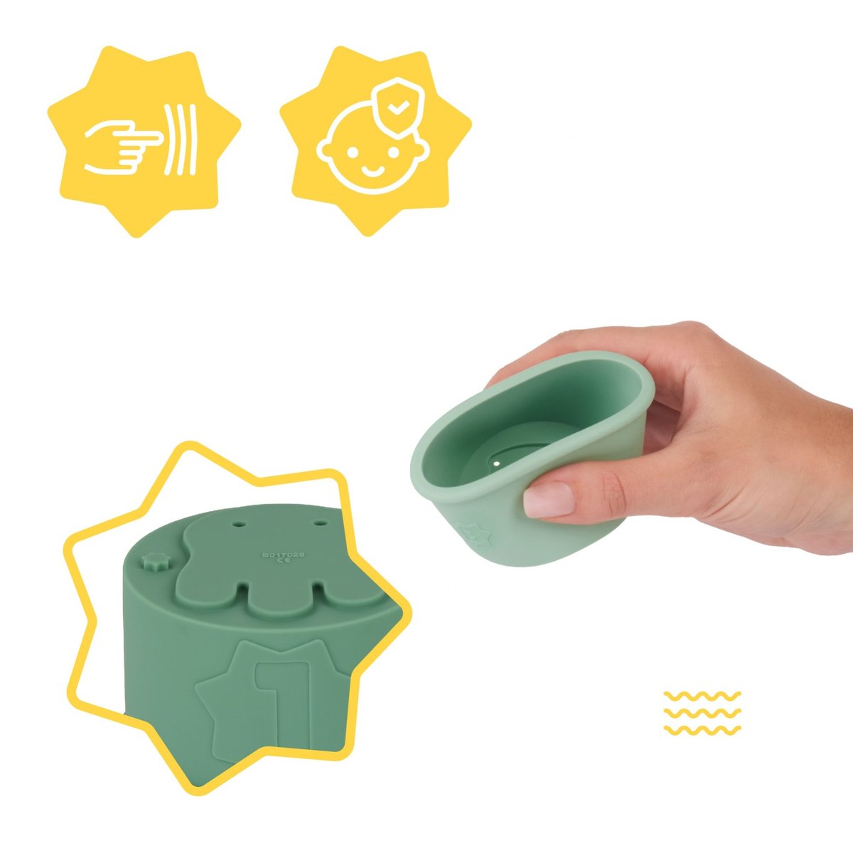 Tasses empilables ludiques pour le bain de bébé multicolore, BADABULLE