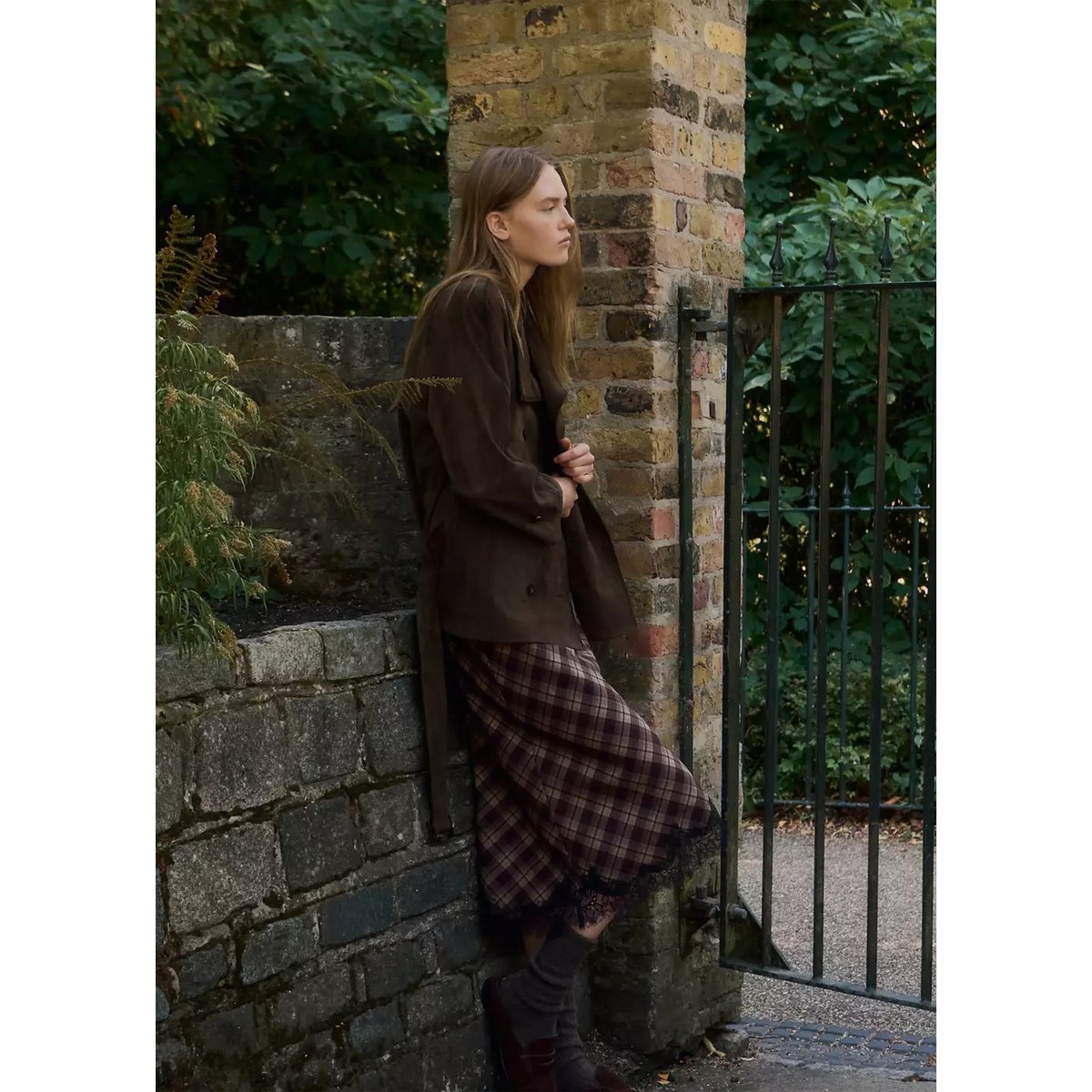 Veste daim ceinture kaki, MANGO